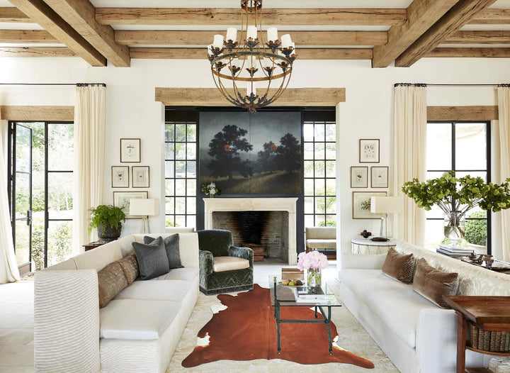 Brown and White Regular X-Large Brazilian Cowhide Rug 6'11"H x 6'0"W #A44110 by Hudson Hides