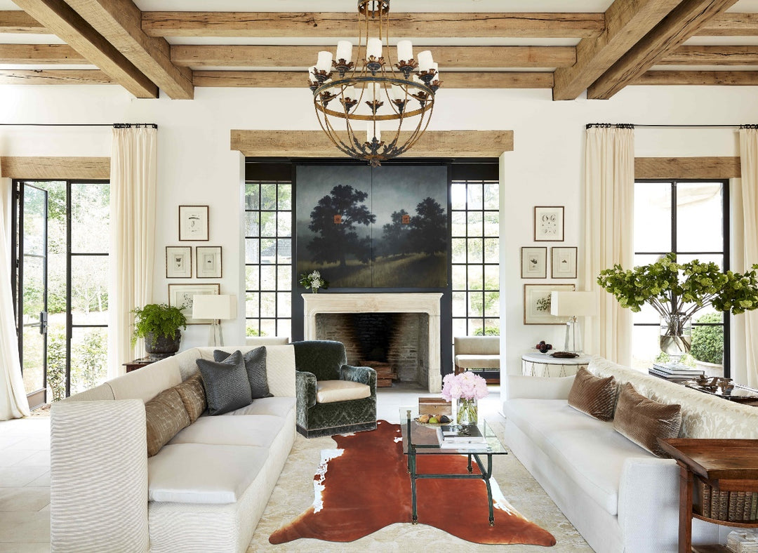 Brown and White Regular X-Large Brazilian Cowhide Rug 6'11"H x 6'4"W #