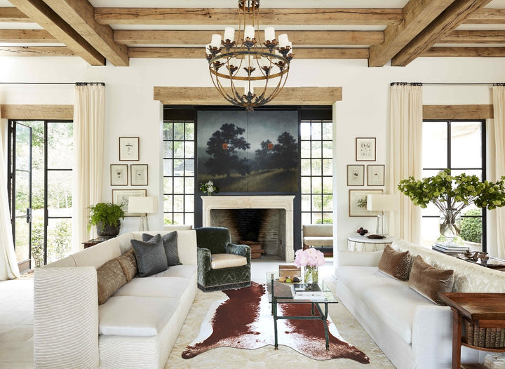 Brown and White Large Brazilian Cowhide Rug 6'2"H x 6'3"W #A45296 by Hudson Hides