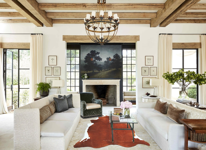 Brown and White Regular X-Large Brazilian Cowhide Rug 7'2"H x 6'0"W #A45440 by Hudson Hides