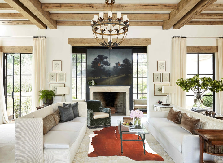 Brown and White Regular X-Large Brazilian Cowhide Rug 7'2"H x 6'0"W #A45616 by Hudson Hides