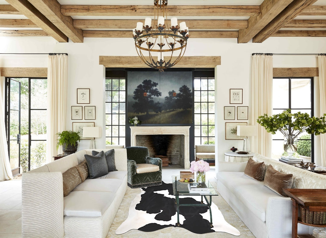 Black and White XX-Large Brazilian Cowhide Rug 8'5"H x 7'6"W #A46141 b