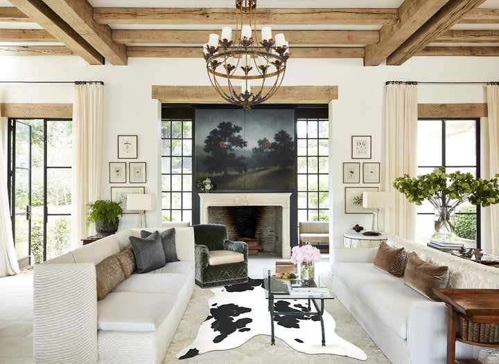 Black and White XX-Large Brazilian Cowhide Rug 8'1"H x 6'10"W #A46166 by Hudson Hides