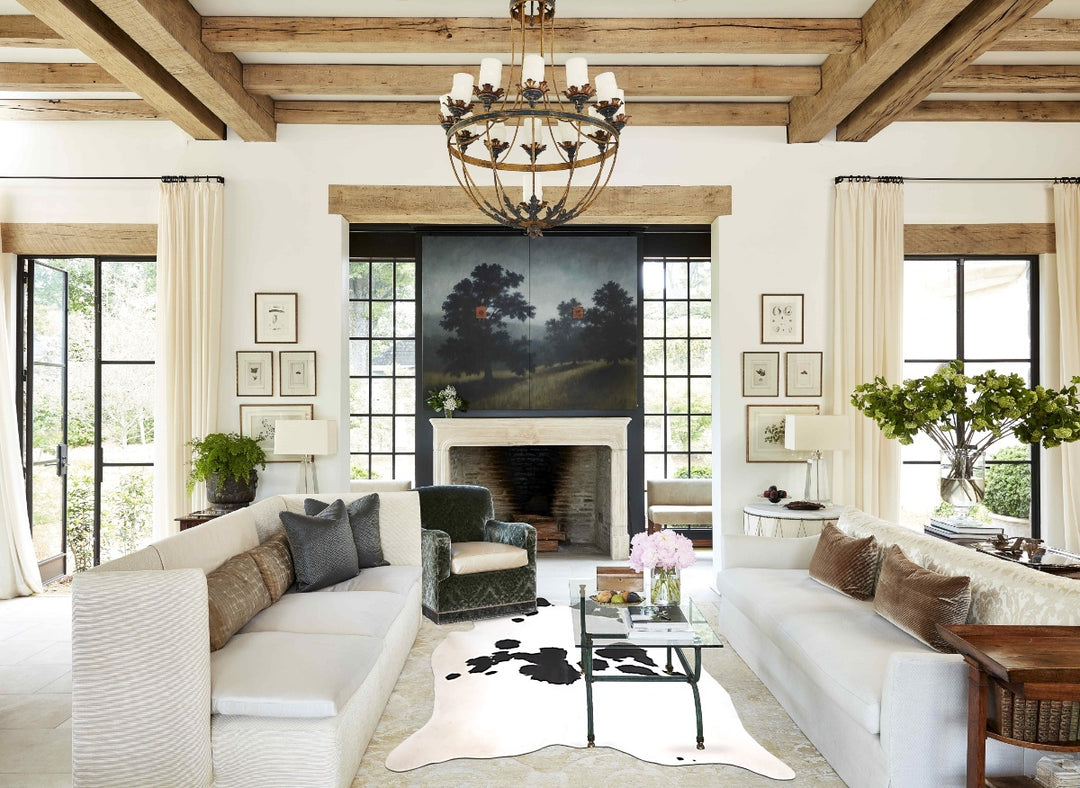 Black and White X-Large Brazilian Cowhide Rug 7'8"H x 6'5"W #A46448 by