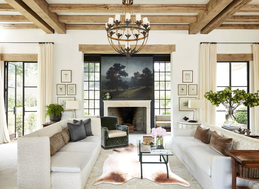 Grey with Beige X-Large Brazilian Cowhide Rug 7'3"H x 6'7"W #A46457 by