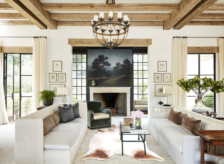 Grey with Beige X-Large Brazilian Cowhide Rug 7'3"H x 6'7"W #A46457 by Hudson Hides