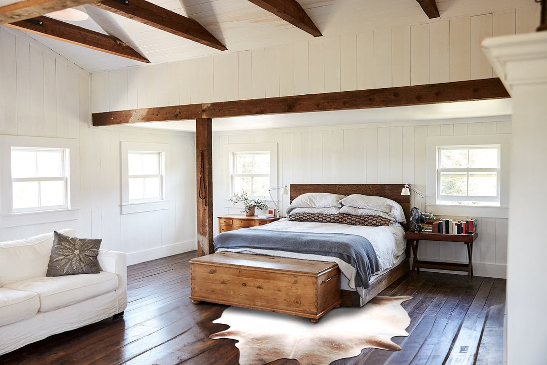 Grey with Beige X-Large Brazilian Cowhide Rug 7'3"H x 6'7"W #A46457 by