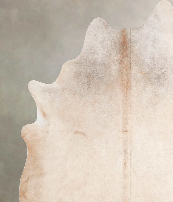 Ivory with Beige X-Large Brazilian Cowhide Rug 7'6"H x 6'6"W #A46607 by Hudson Hides