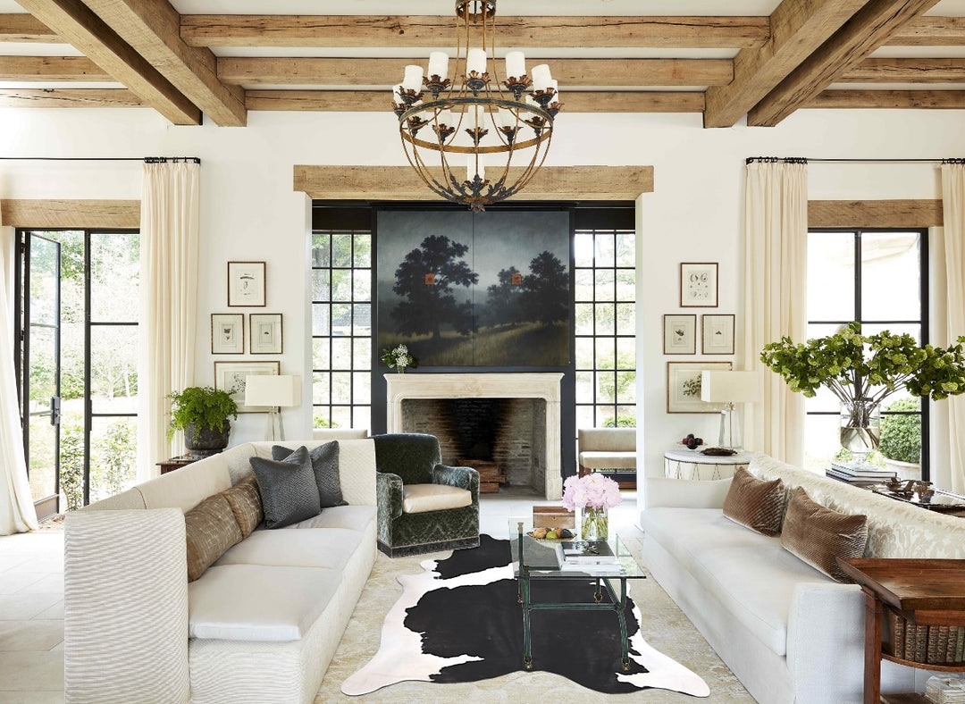 Black and White XX-Large Brazilian Cowhide Rug 7'11"H x 6'9"W #A46806