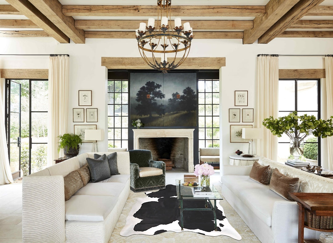 Black and White X-Large Brazilian Cowhide Rug 7'1"H x 6'0"W #A47114 by