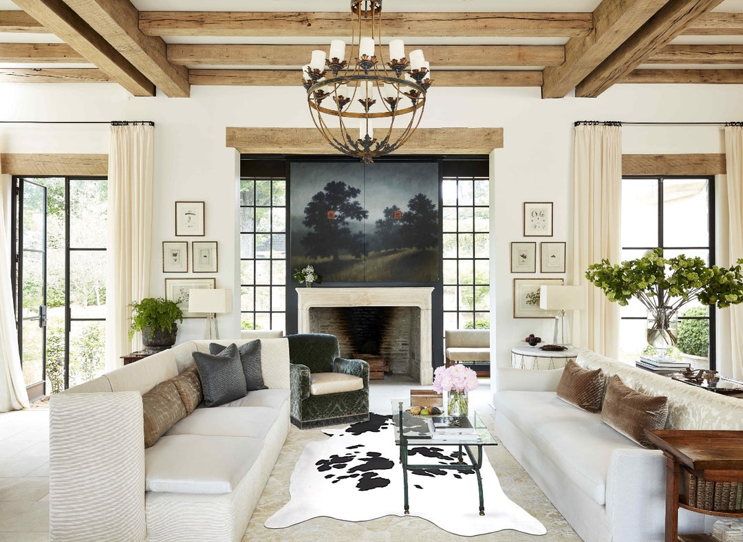 Black and White XX-Large Brazilian Cowhide Rug 7'10"H x 7'0"W #A47334
