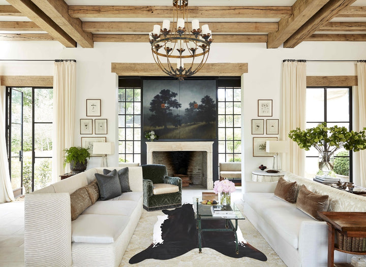Black and White XX-Large Brazilian Cowhide Rug 7'5"H x 7'1"W #A47534 by Hudson Hides