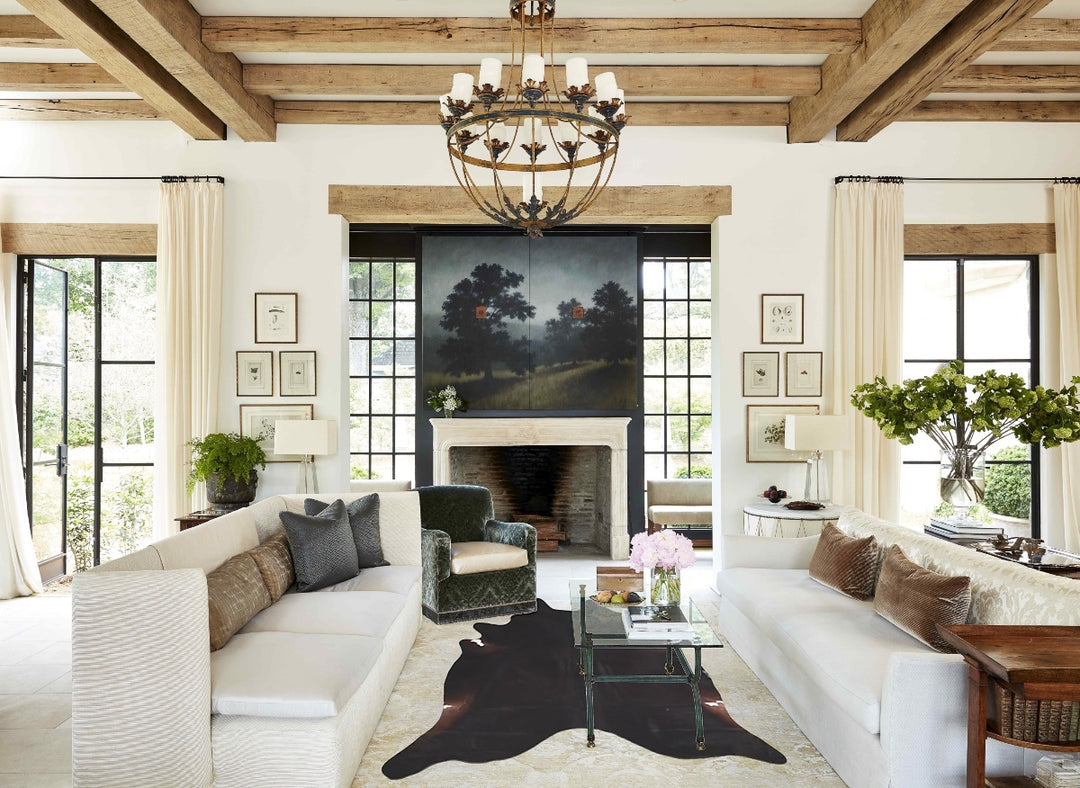 Solid Black XX-Large Brazilian Cowhide Rug 7'6"H x 6'11"W #A47824 by H