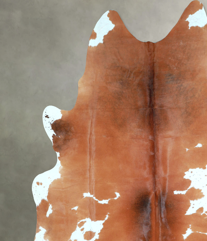 Brown and White XX-Large Brazilian Cowhide Rug 7'10"H x 7'0"W #A48369 by Hudson Hides