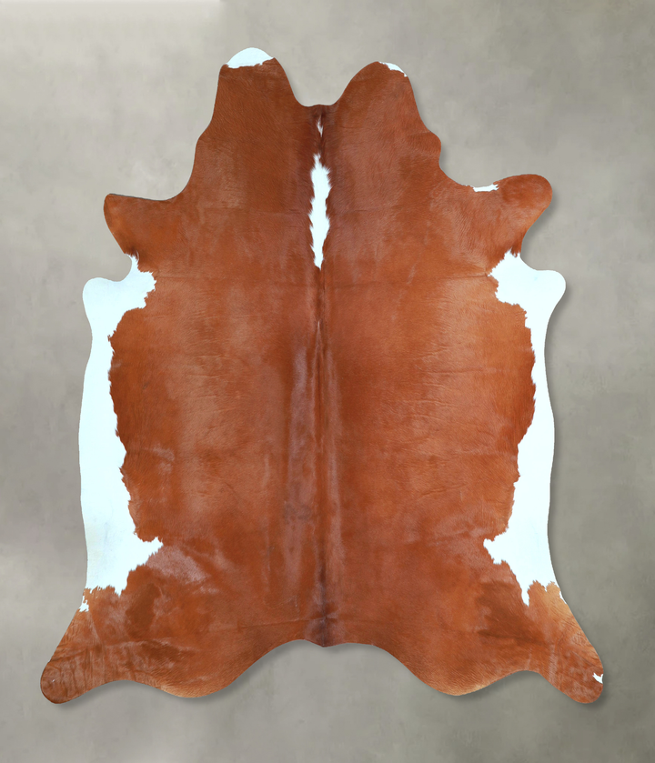 Brown and White Regular X-Large Brazilian Cowhide Rug 6'7"H x 6'2"W #A48438 by Hudson Hides