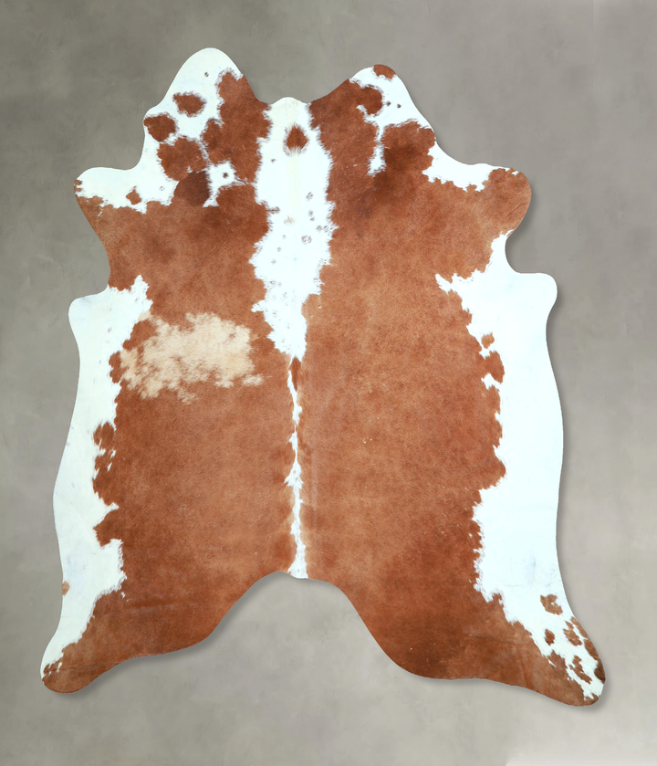 Brown and White Regular X-Large Brazilian Cowhide Rug 6'6"H x 6'7"W #A48753 by Hudson Hides