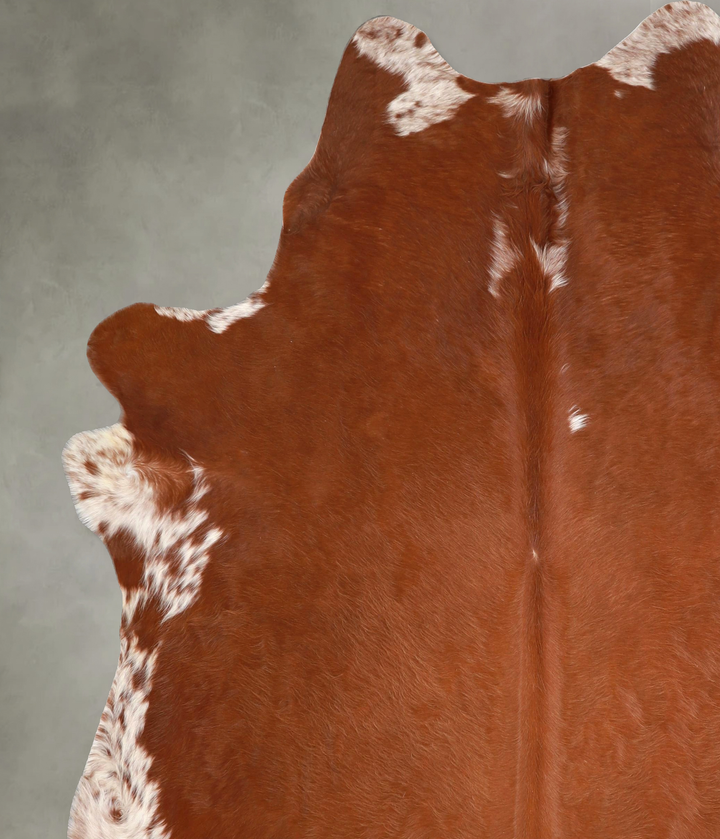 Brown and White Regular X-Large Brazilian Cowhide Rug 7'7"H x 6'5"W #A48916 by Hudson Hides