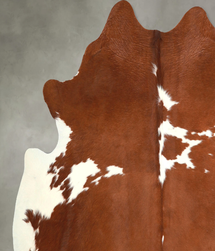 Brown and White X-Large Brazilian Cowhide Rug 7'2"H x 6'9"W #A49223 by Hudson Hides