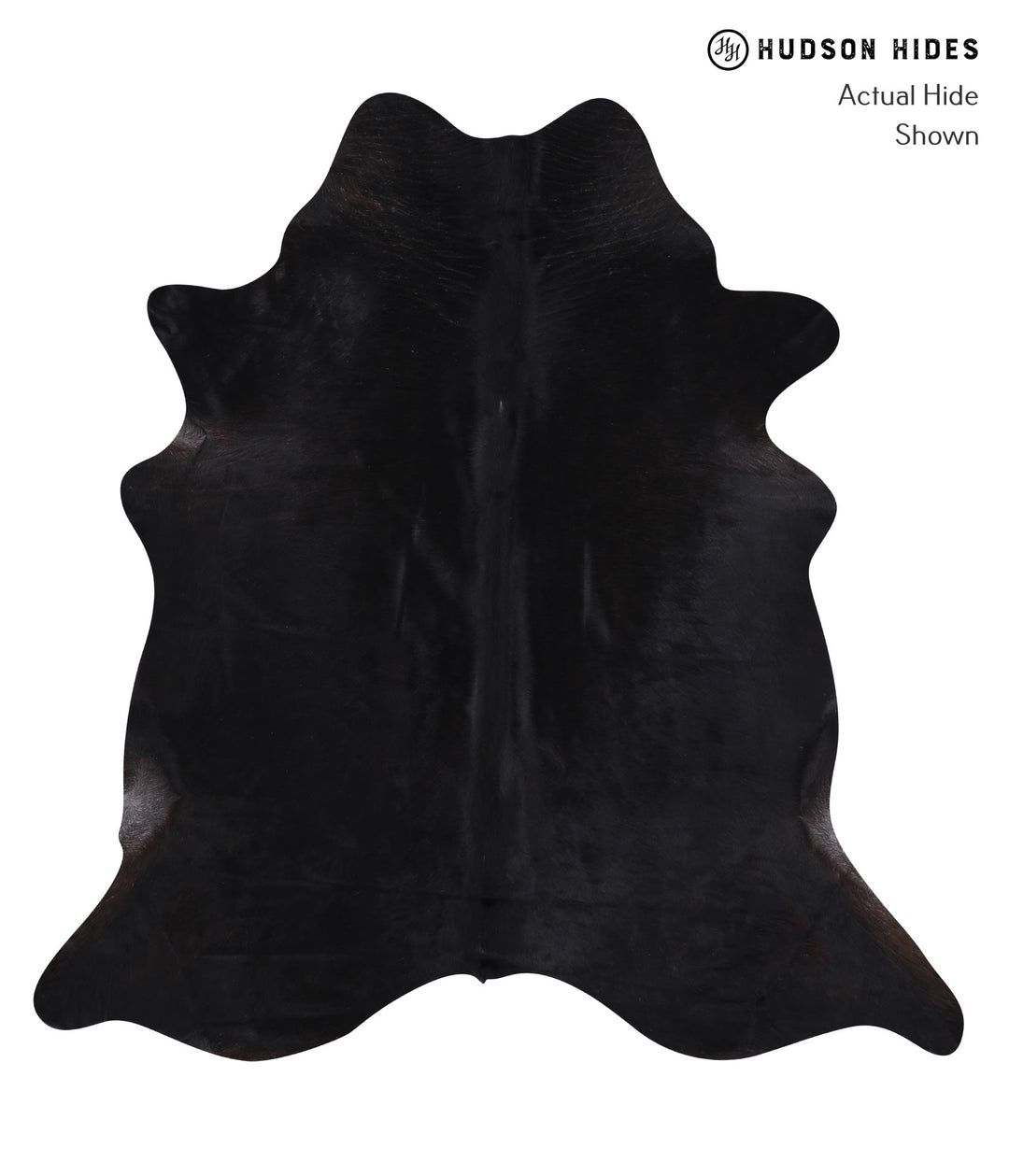 Solid Black X-Large Brazilian Cowhide Rug 6'10"H x 6'6"W #A6308 by Hud