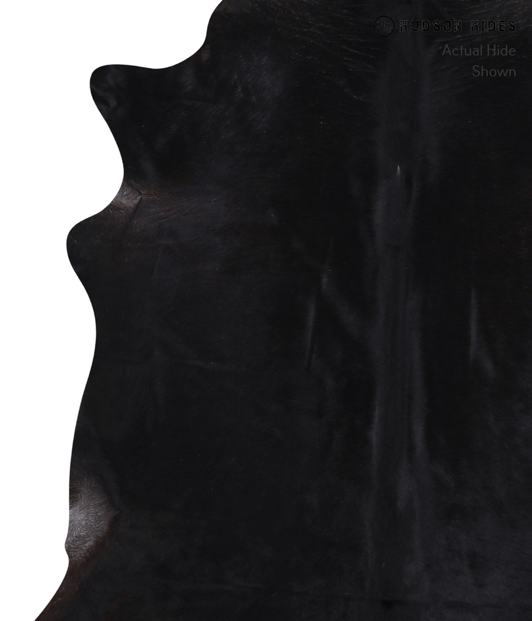Solid Black X-Large Brazilian Cowhide Rug 6'10"H x 6'6"W #A6308 by Hud