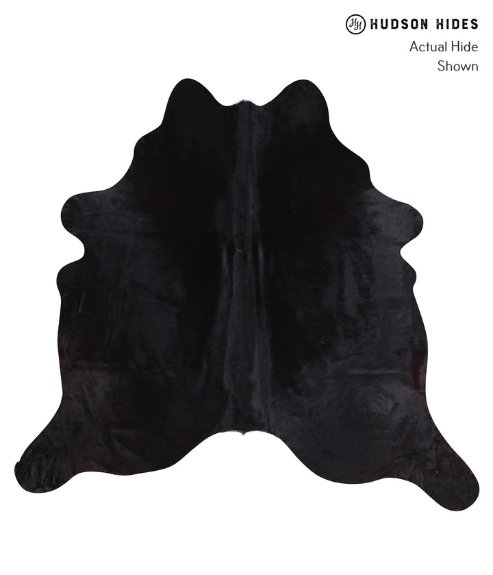 Solid Black X-Large Brazilian Cowhide Rug 6'4"H x 6'9"W #A6376 by Hudson Hides
