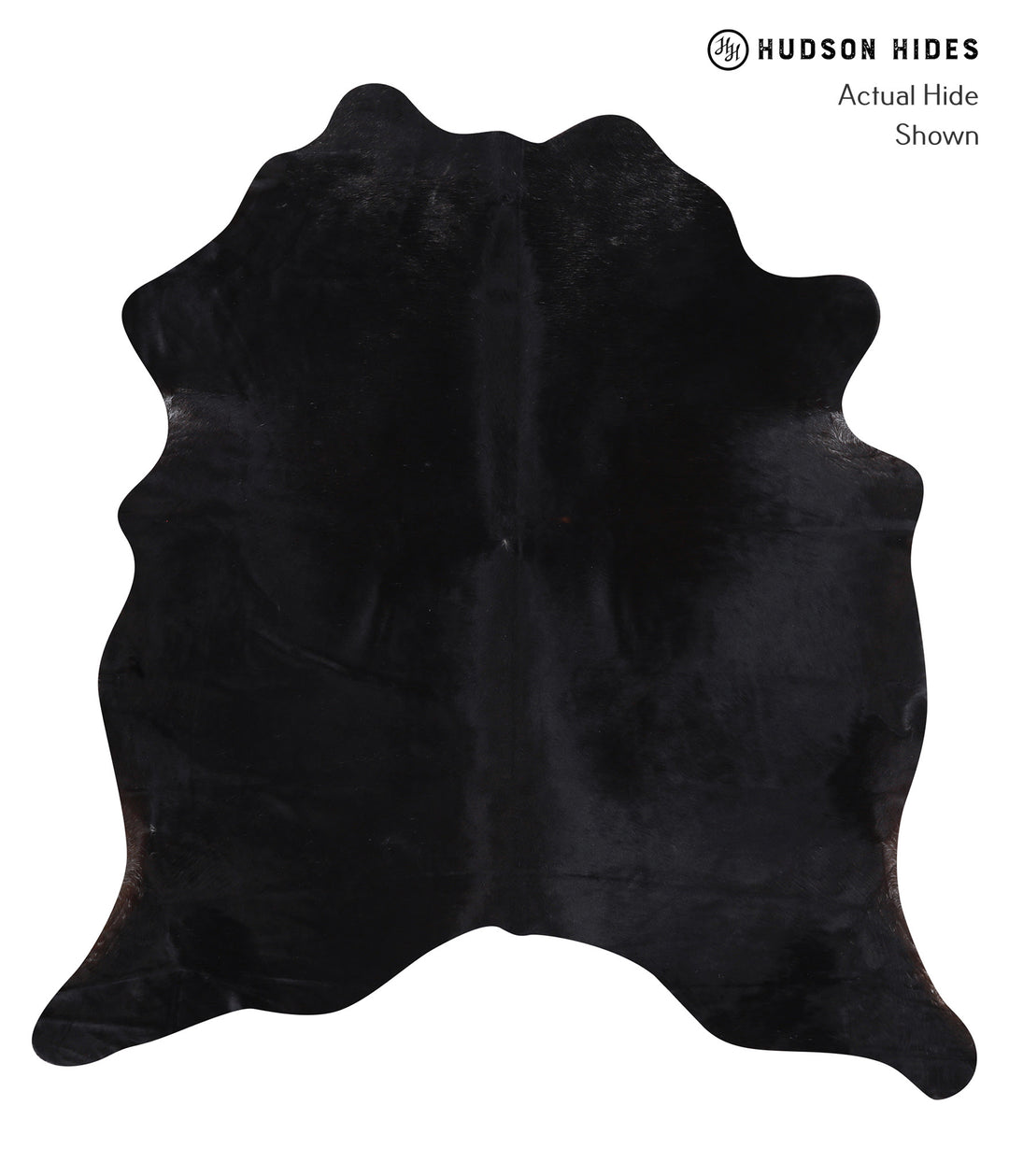 Solid Black X-Large Brazilian Cowhide Rug 6'6"H x 6'1"W #A6405 by Huds
