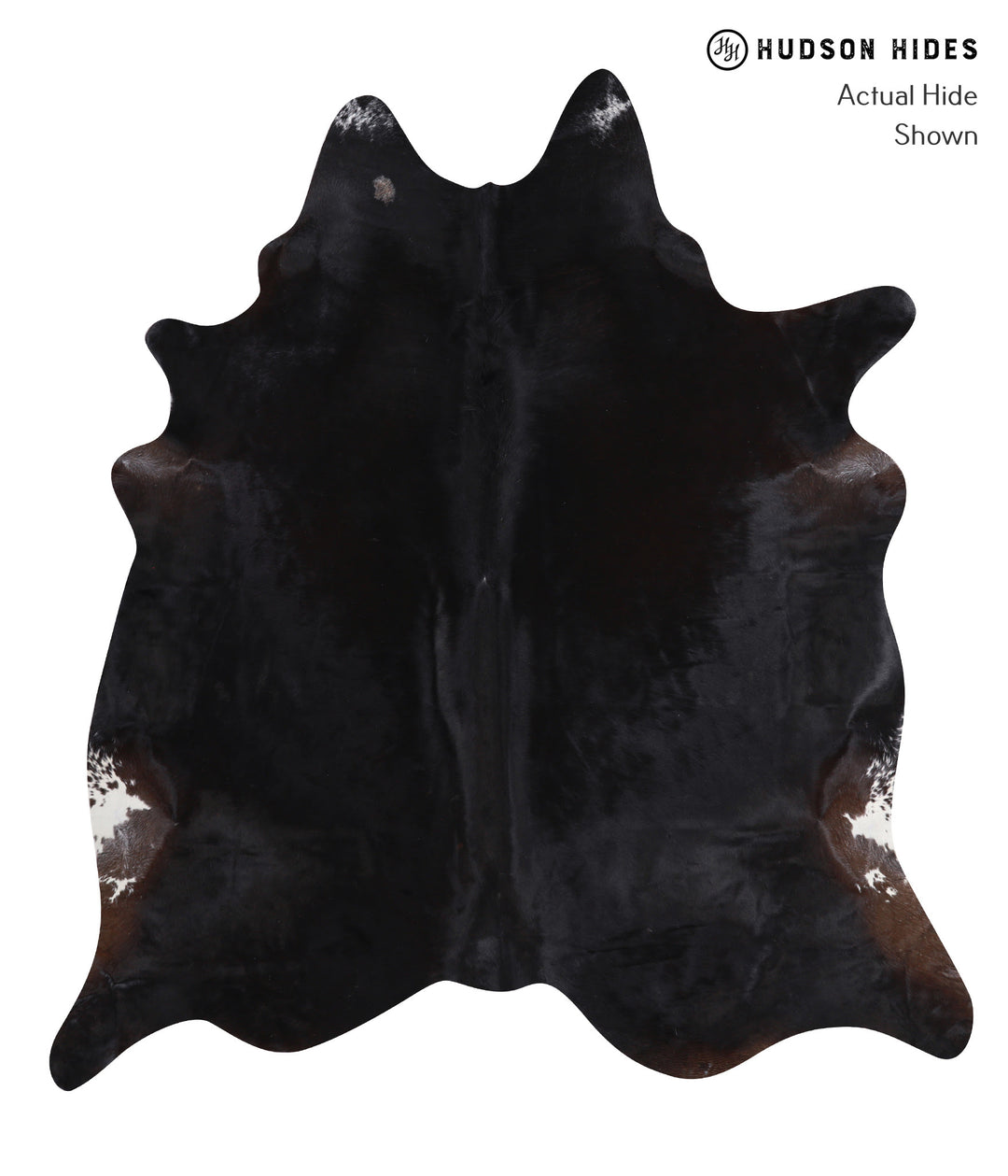 Solid Black X-Large Brazilian Cowhide Rug 7'3"H x 6'7"W #A7165 by Huds
