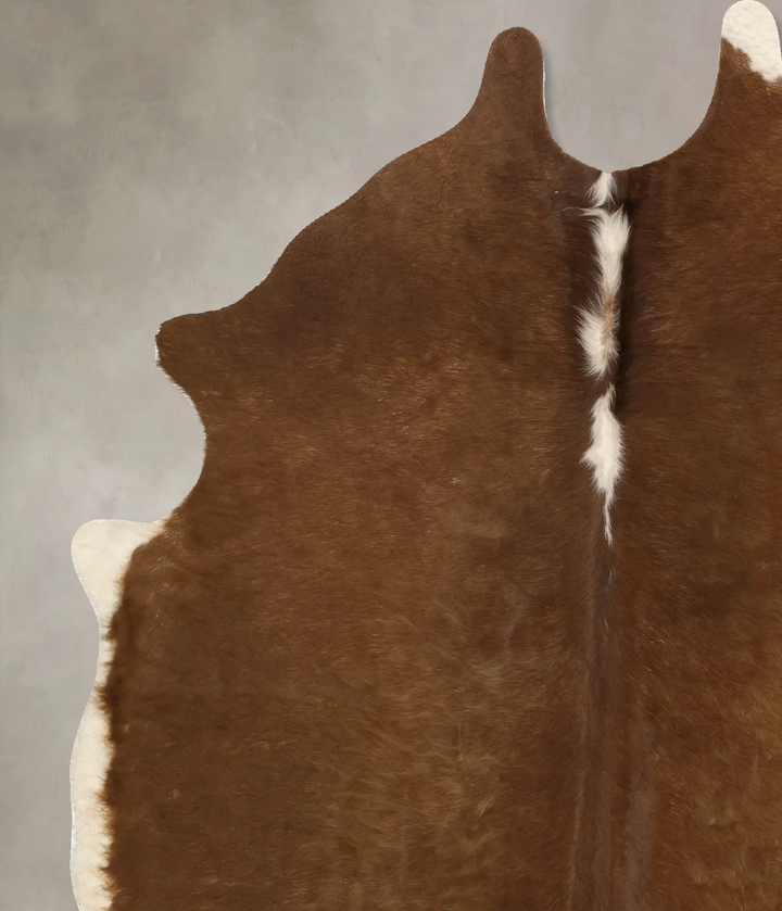 Brown and White Regular Large Brazilian Cowhide Rug 6'6"H x 5'4"W #B11096 by Hudson Hides