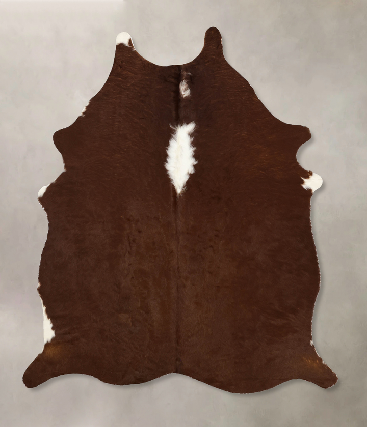 Brown and White Regular Large Brazilian Cowhide Rug 7'0"H x 5'6"W #B11209 by Hudson Hides