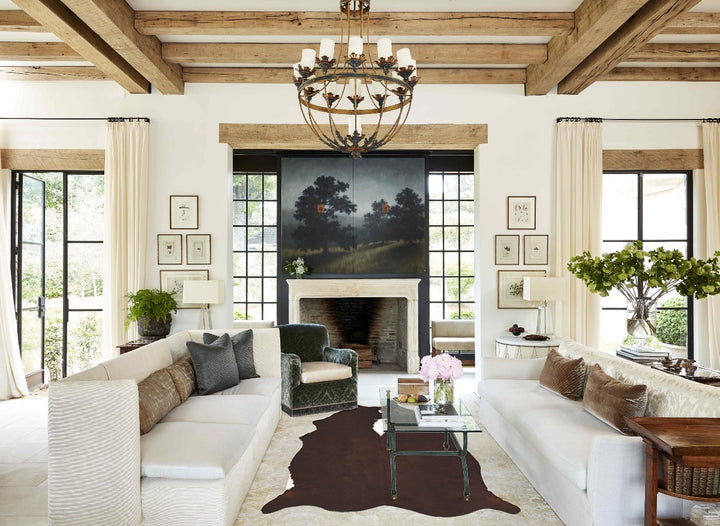 Brown and White Regular Large Brazilian Cowhide Rug 7'0"H x 5'6"W #B11209 by Hudson Hides