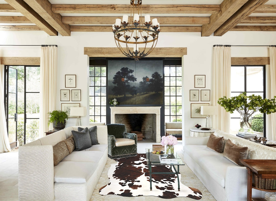 Tricolor X-Large European Cowhide Rug 7'0"H x 5'9"W #B11862 by Hudson