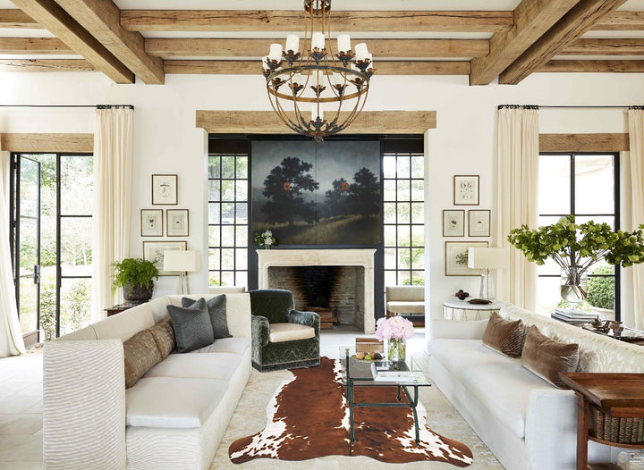 Tricolor X-Large European Cowhide Rug 7'1"H x 6'4"W #B11867 by Hudson Hides