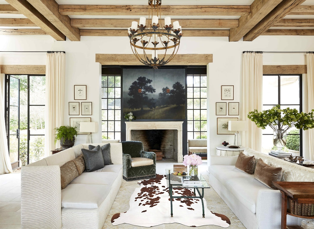 Tricolor X-Large European Cowhide Rug 7'1"H x 6'5"W #B11880 by Hudson