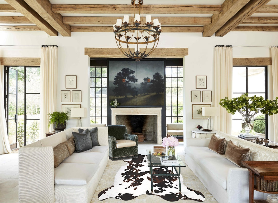 Tricolor X-Large European Cowhide Rug 7'0"H x 6'10"W #B11882 by Hudson