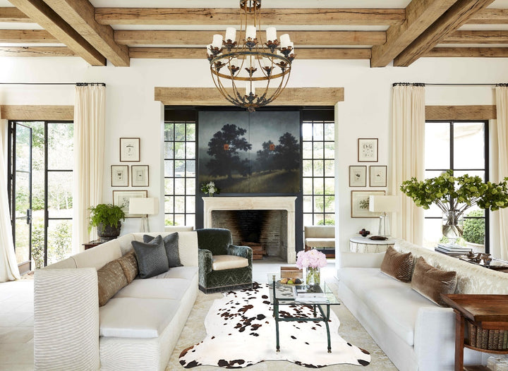 Tricolor X-Large European Cowhide Rug 7'0"H x 6'6"W #B11902 by Hudson Hides