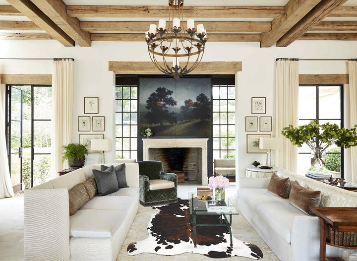 Tricolor X-Large European Cowhide Rug 7'1"H x 6'6"W #B11912 by Hudson Hides