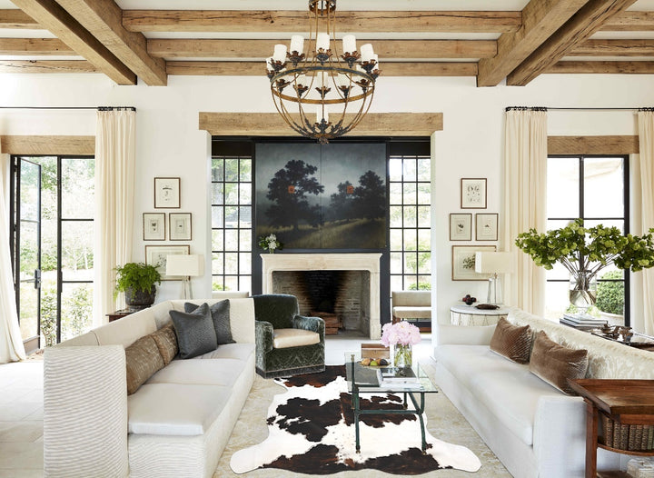 Tricolor X-Large European Cowhide Rug 7'2"H x 6'9"W #B11913 by Hudson Hides