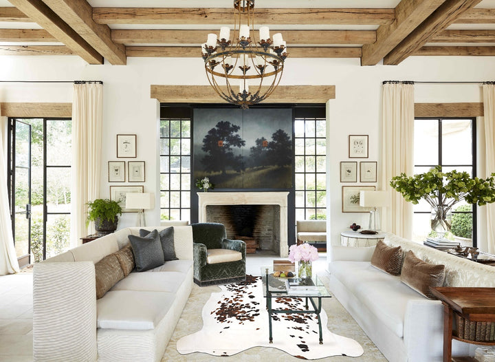 Tricolor X-Large European Cowhide Rug 7'1"H x 6'7"W #B11920 by Hudson Hides