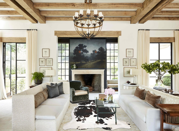 Tricolor X-Large European Cowhide Rug 7'1"H x 6'3"W #B11931 by Hudson Hides