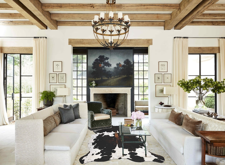 Tricolor X-Large European Cowhide Rug 7'1"H x 6'1"W #B11947 by Hudson Hides