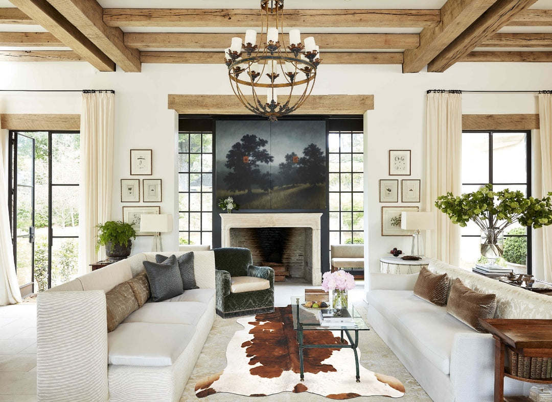 Tricolor X-Large European Cowhide Rug 7'1"H x 6'4"W #B11948 by Hudson