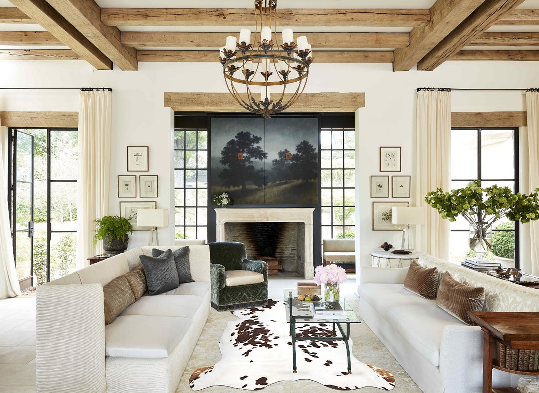 Tricolor X-Large European Cowhide Rug 7'1"H x 6'10"W #B12017 by Hudson