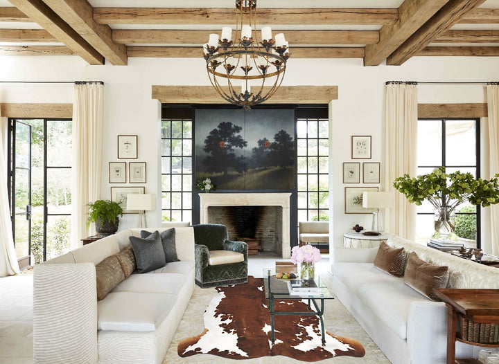 Tricolor X-Large European Cowhide Rug 7'0"H x 6'5"W #B12020 by Hudson Hides