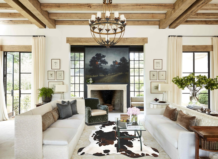 Tricolor X-Large European Cowhide Rug 6'11"H x 6'1"W #B12108 by Hudson Hides