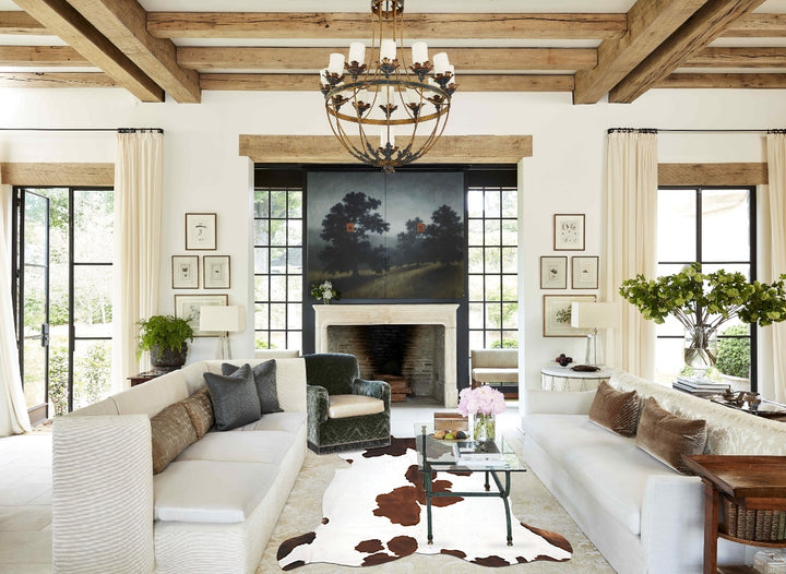 Tricolor X-Large European Cowhide Rug 7'3"H x 6'6"W #B12119 by Hudson Hides