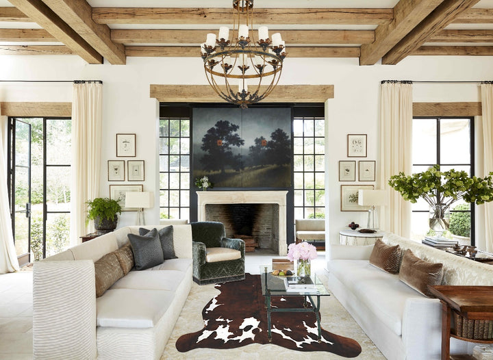 Tricolor X-Large European Cowhide Rug 6'10"H x 5'11"W #B12126 by Hudson Hides