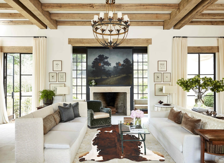 Tricolor X-Large European Cowhide Rug 6'9"H x 6'9"W #B12133 by Hudson Hides