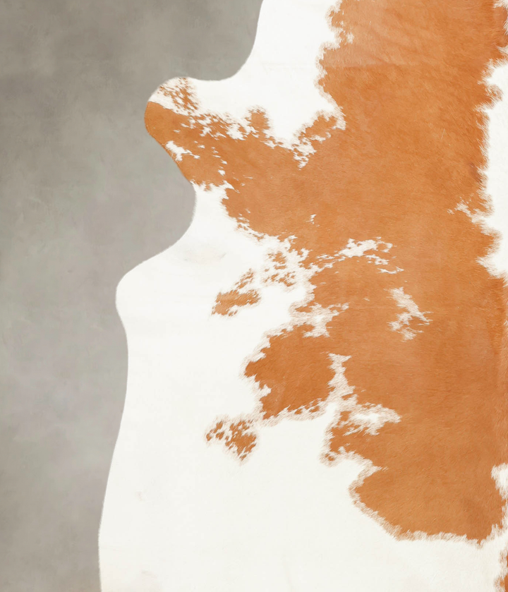 Beige and White XX-Large Brazilian Cowhide Rug 7'8"H x 7'1"W #B1221 by Hudson Hides