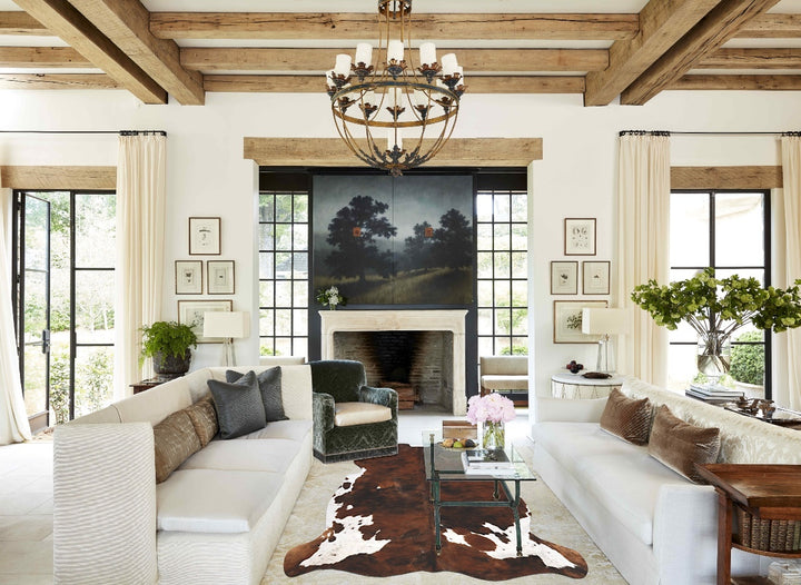 Tricolor X-Large European Cowhide Rug 6'8"H x 6'4"W #B12218 by Hudson Hides