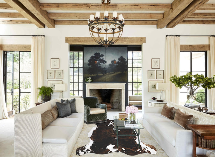 Tricolor X-Large European Cowhide Rug 6'5"H x 6'6"W #B12220 by Hudson Hides